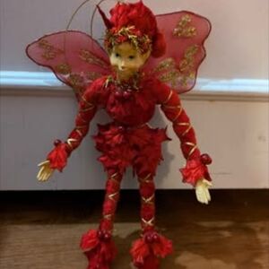 Red Fairy Doll with Gold Accents